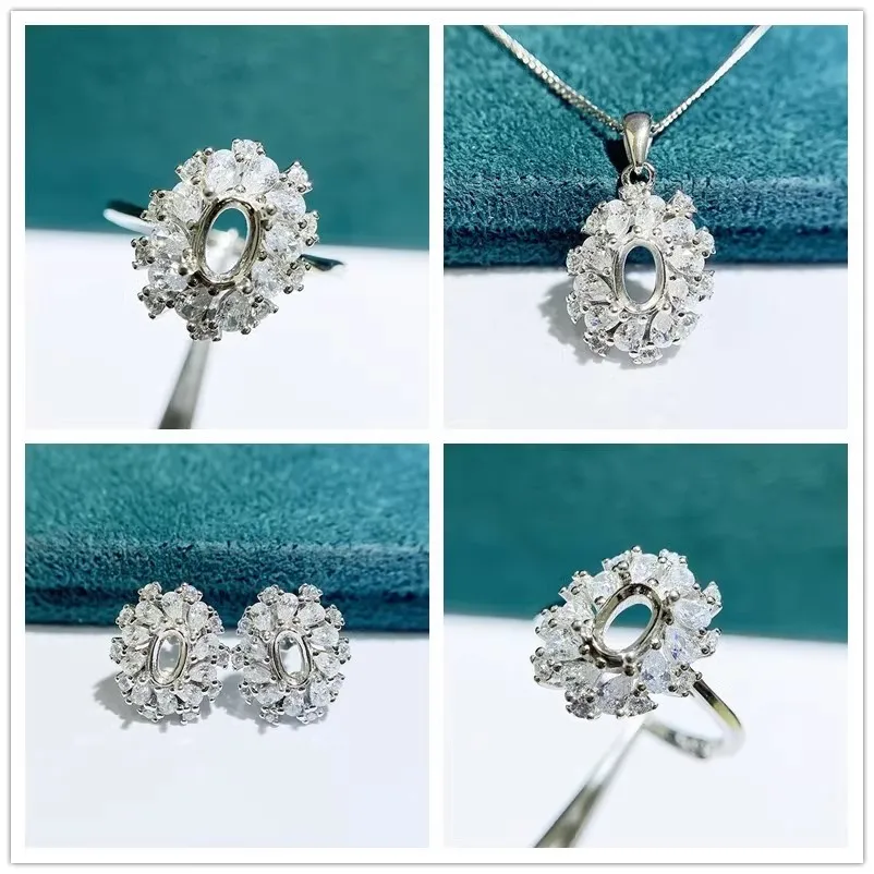 

MeiBaPJ 3*5/4*6 925 Silver Fashion Jewelry Set Holder Pendant Earrings Ring 3-pieces Suit Fine Wedding Jewelry for Women