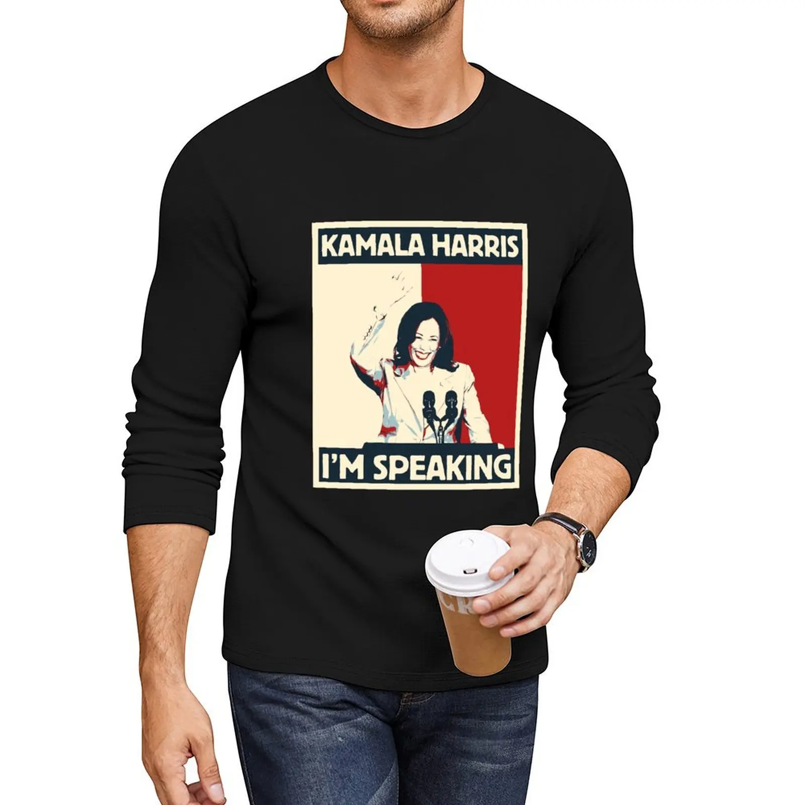 

Kamala Harris 2024 I'm speaking smiling face Long T-Shirt tops funny t shirts t-shirts man men graphic t shirts