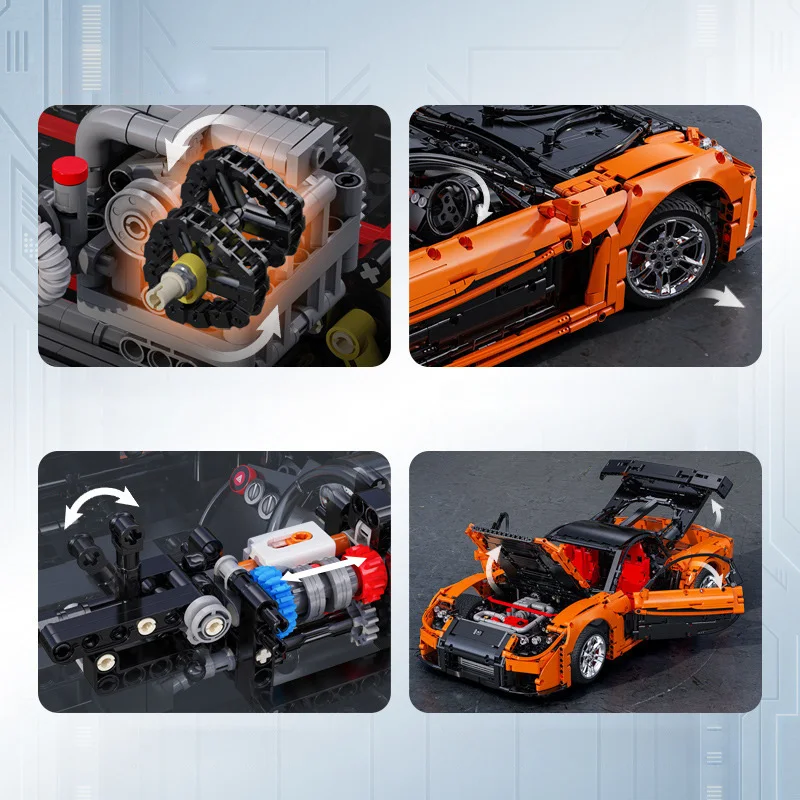 Radio 2.4ghz télécommande japon Super Sport voiture technique échelle 1:8 Mazdas RX7 bloc de Construction Construction brique Rc jouets