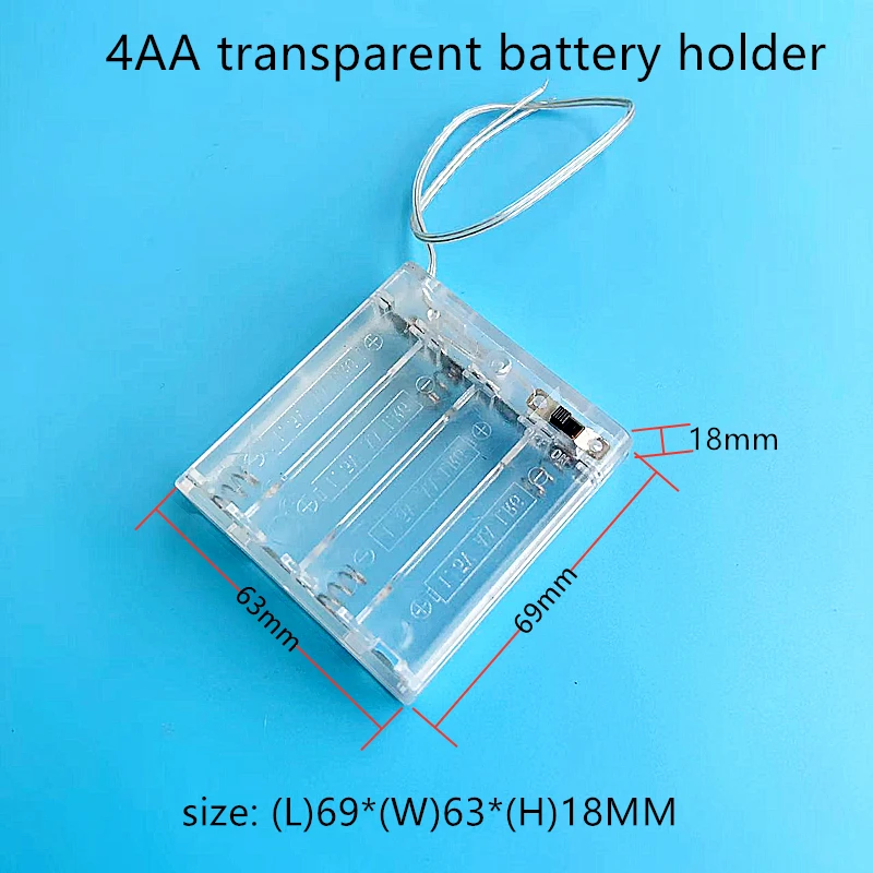 2、3、4x AA 3V 4.5V  Battery Holder AA Battery Box With Switch New AA Battery Case With Line Transparent with Lead Transparent Box