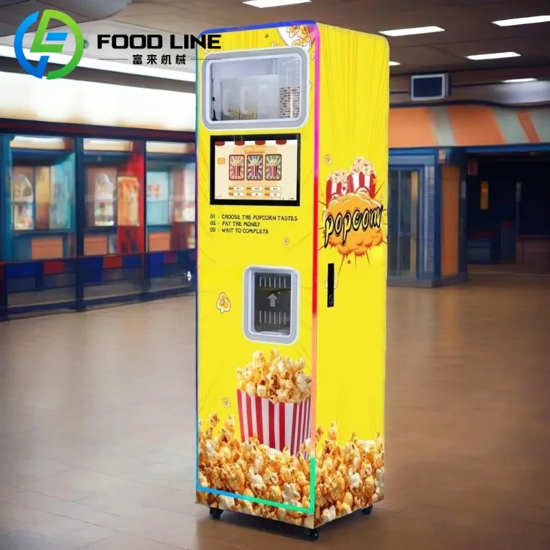 Máquina expendedora automática de palomitas de maíz, máquina automática de palomitas de maíz con sabor a monedas para cine y centros comerciales