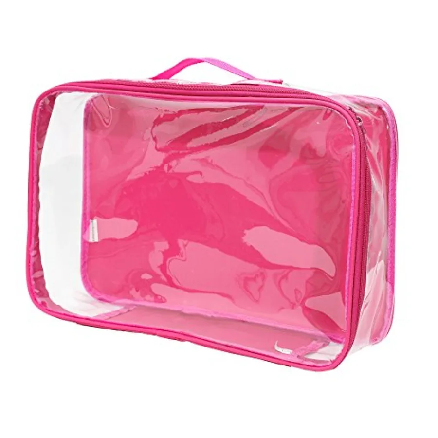 

Large Clear Travel Packing Cube for Suitcase with Handle - See-Through PVC Organizer for Dress Shirts Pants Cashmere Sweaters S
