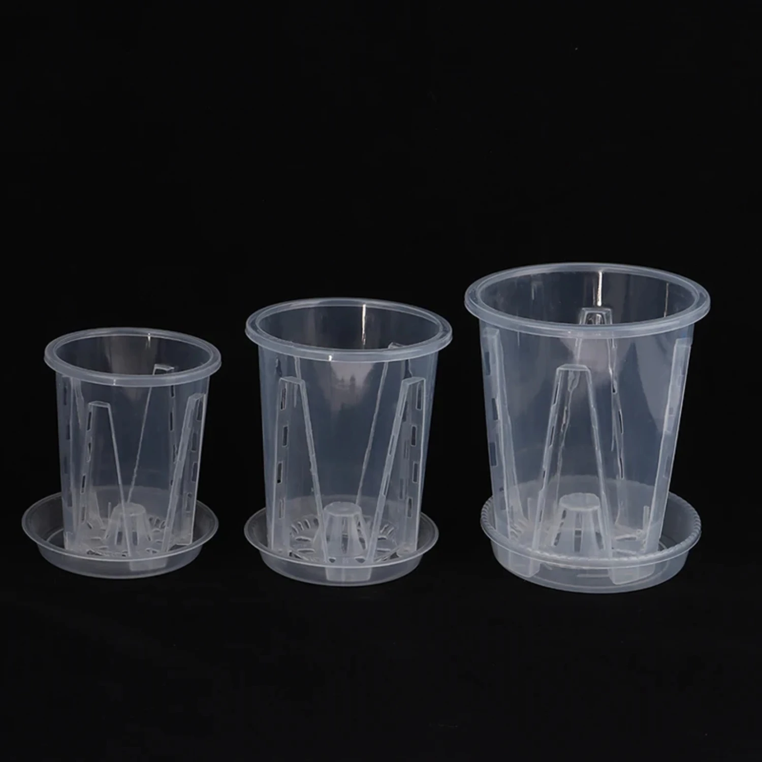 

1Pc Root Control Transparent Flower Pot With Tray Phalaenopsis Orchid Planting With Stomata Flower Pot Gardening Decor