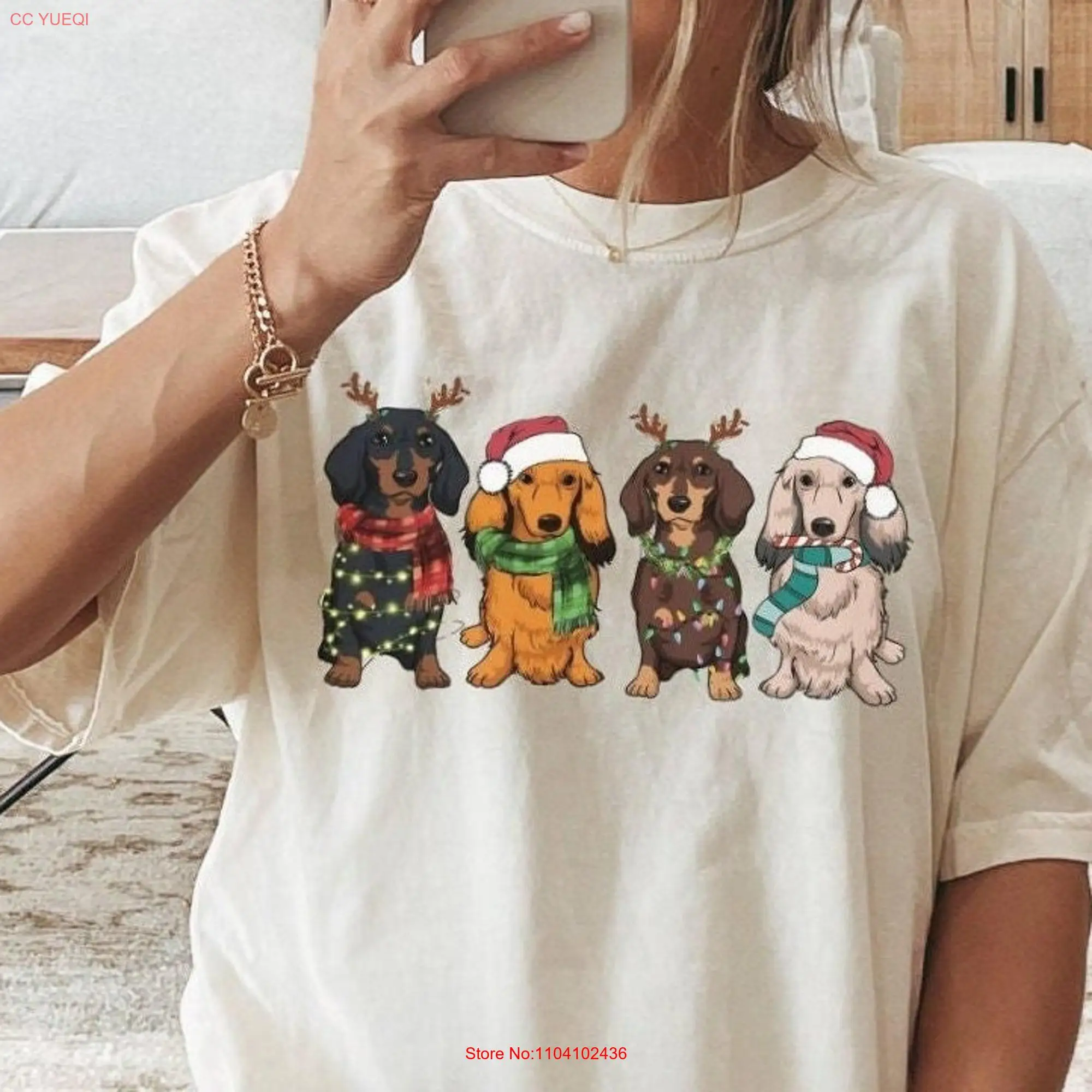 Dachshund Christmas T Shirt Doxie Lover s long or short sleeves