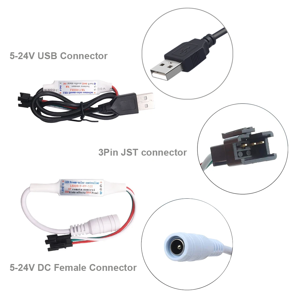 WS2812B WS2811 Led Pixels Strip Controller 3Keys RF 14/17/21Keys USB/DC Led Light Tape Remote Controller DC5-24V