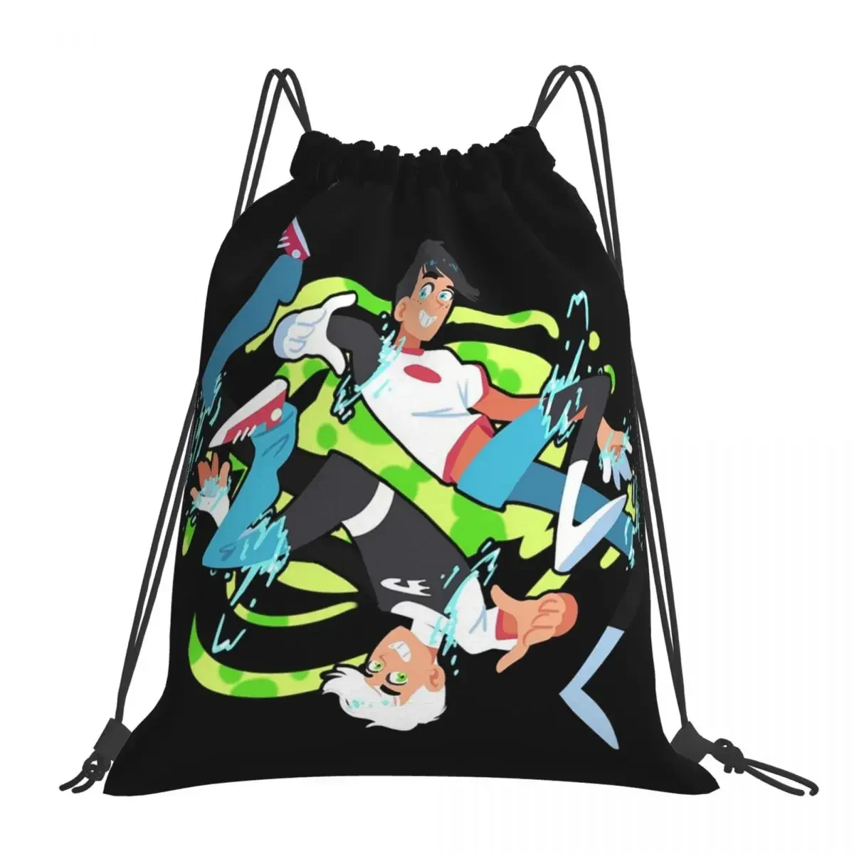 Double Sided Backpacks Fashion Portable Drawstring Bags Drawstring Bundle Pocket Sports Bag BookBag For Travel Students