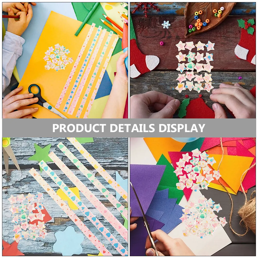 200Pcs Iridescent Star Paper Strips Premium Quality Non-Warping Origami Paper for Kids Adults Star Folding Craft Art Projects