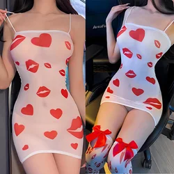 Ordinary nightgown Lips desire sexy tight fitting hip hugging lip strap sexy lingеrie set Sleep shirts sexy tоy xxl Sex shop xxx