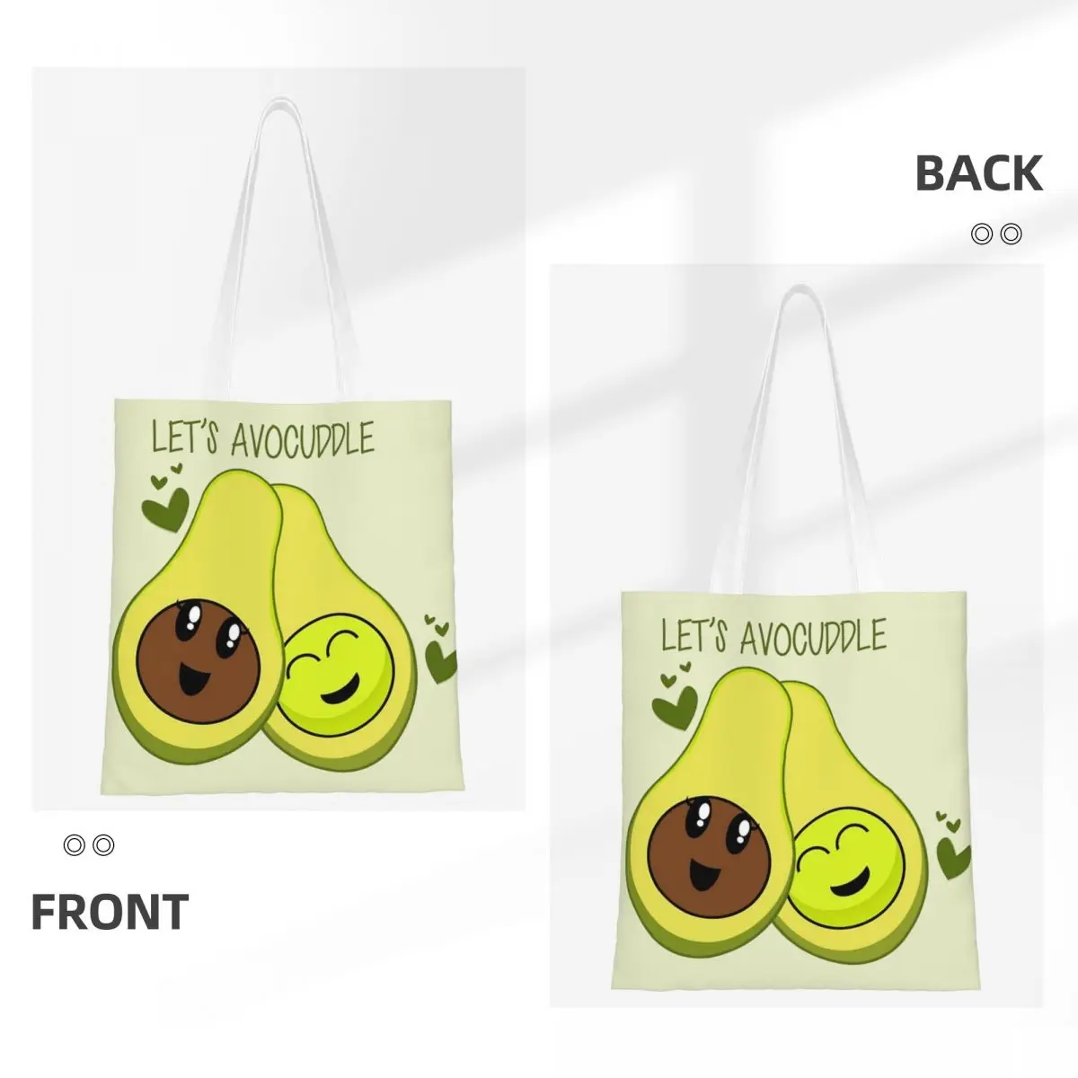 Let's Avocuddle Cute Avocado Fruit Canvas Tote Bag Aesthetic Unique Design Grocery Bags for Women Men