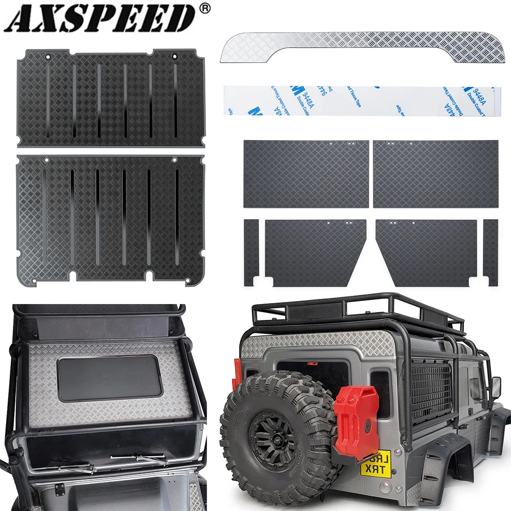 AXSPEED TRX4 Metal Anti-Skid Plate RC Car Luggage Rack Side Door Sunroof Decorative Guard for 1/10 TRX-4 Defender Parts