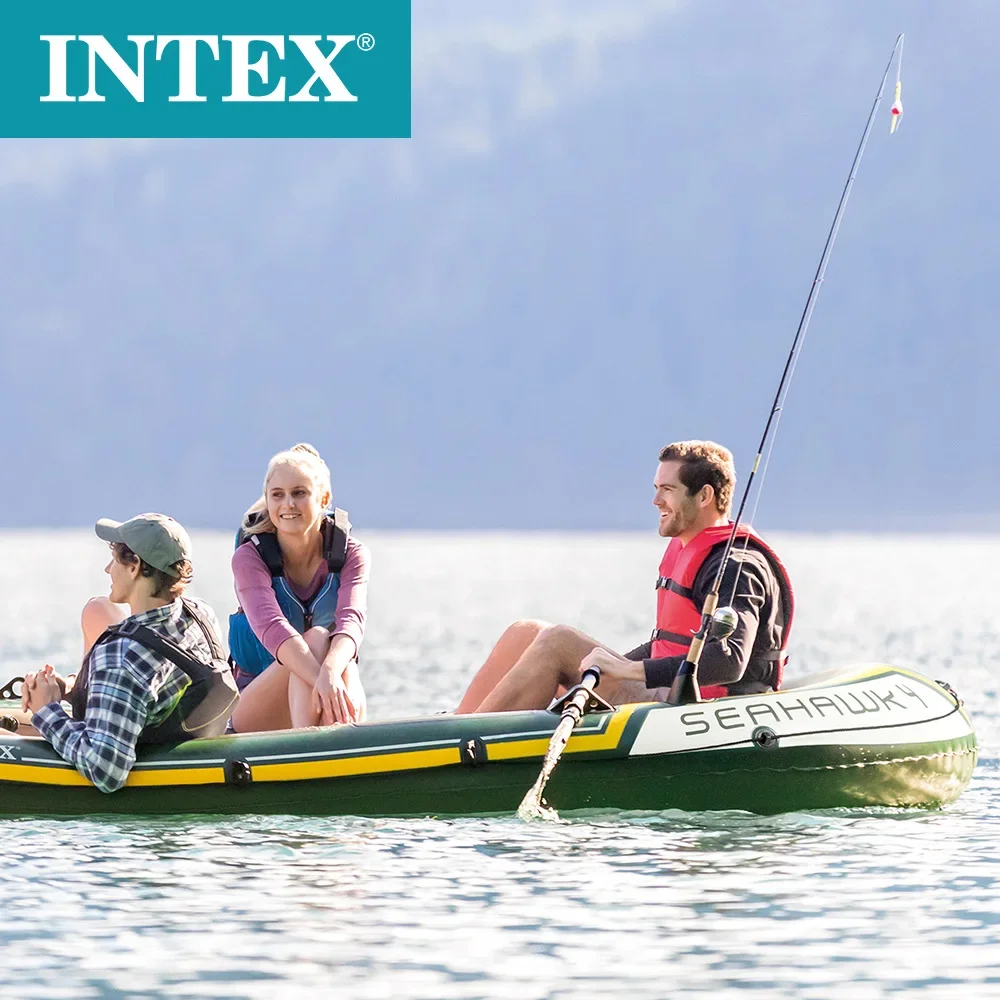 

Надувная лодка INTEX68351 Seahawk, 4-местный каяк, резиновая лодка, утолщенная лодка для рыбалки и дрифтинга