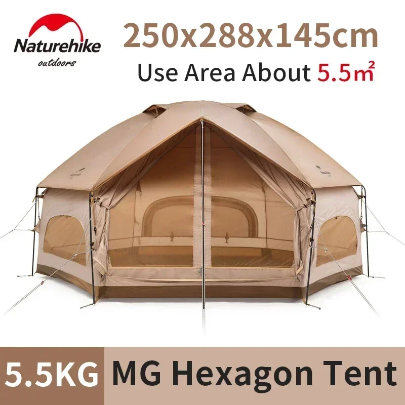 

Naturehike Hexa Tarp Tent Camping 4 People Waterproof Mongolian Family Large Windproof Outdoor Anti Uv Beach Big Tarp Shelter