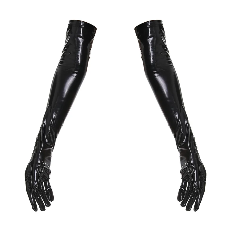 Sexy PU Leather Skinny Long Glove Punk Rock Hip Hop Jazz Disco Dance Gloves Shiny PVC Latex Mittens Cosplay Accessory