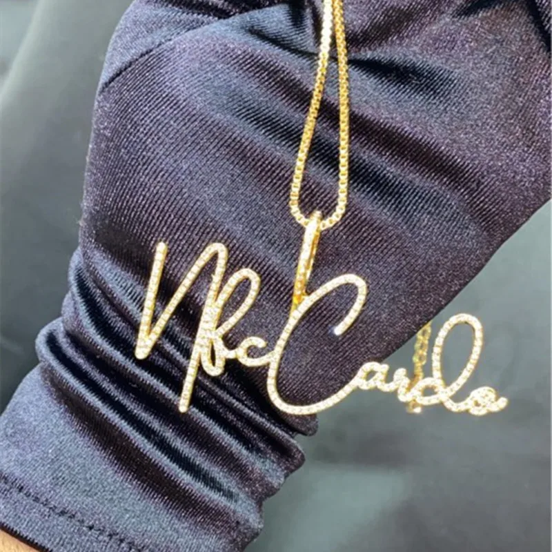 DOREMI Script Tont Crystal Name Necklaces BoxChain Letters Pendant for Women Custom Chain Jewelry Personalized Valentine's Day