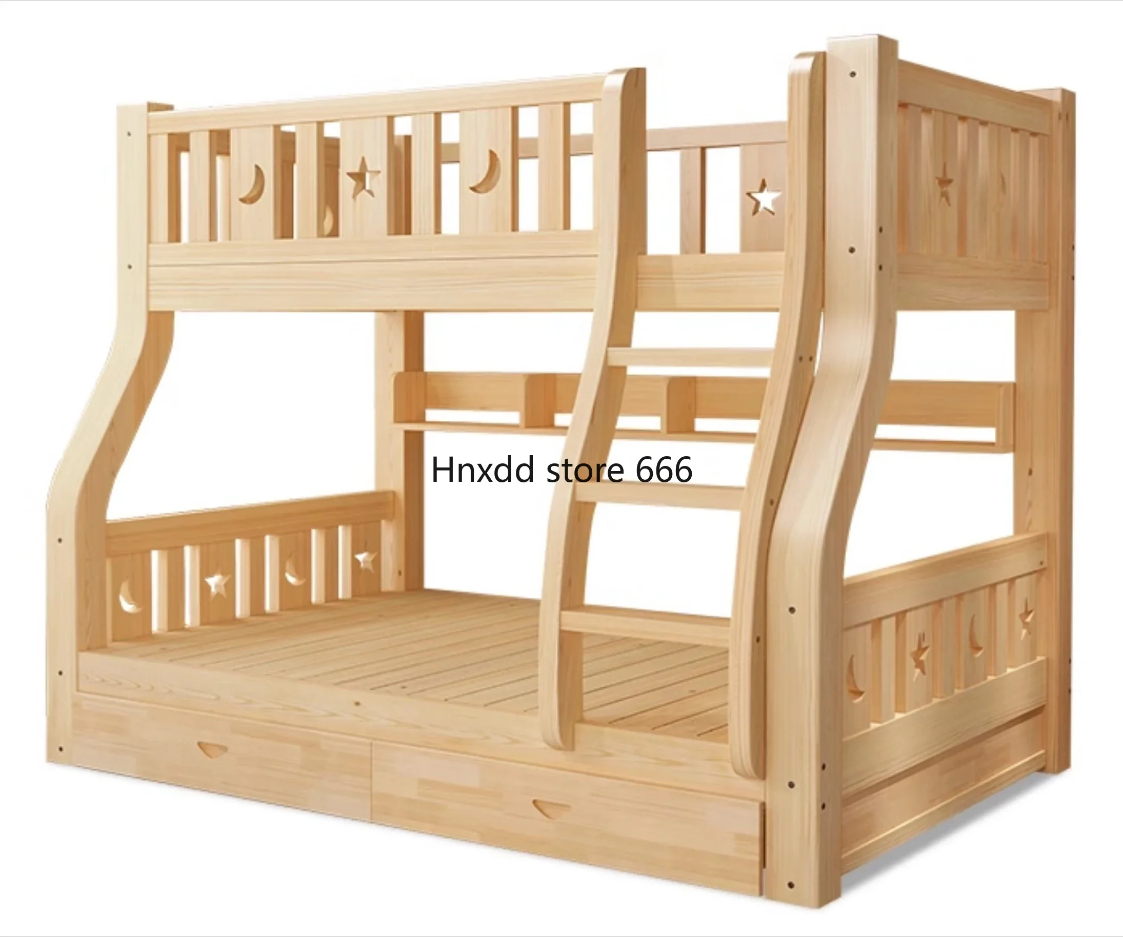 Solid wood two-layer high and low double bunk children's bed