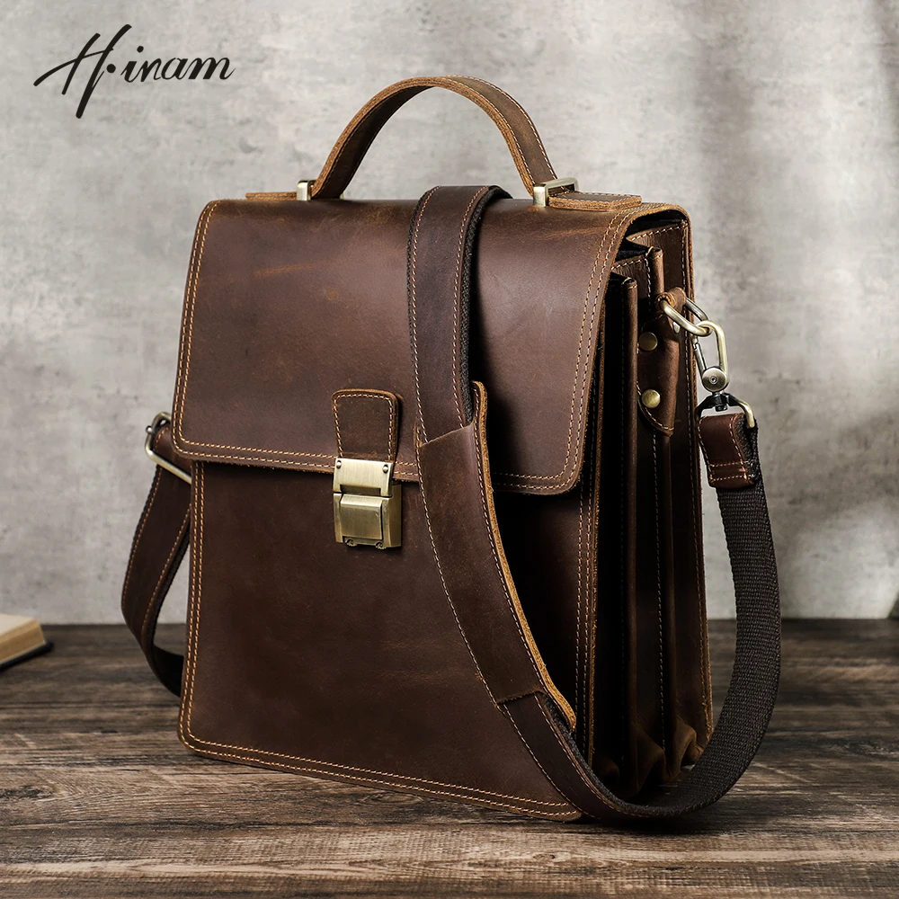 Vintage Genuine Leather Men Bags Shoulder Crossbody Luxury designer Handbag Messenger Tote Cross body Bag 11\