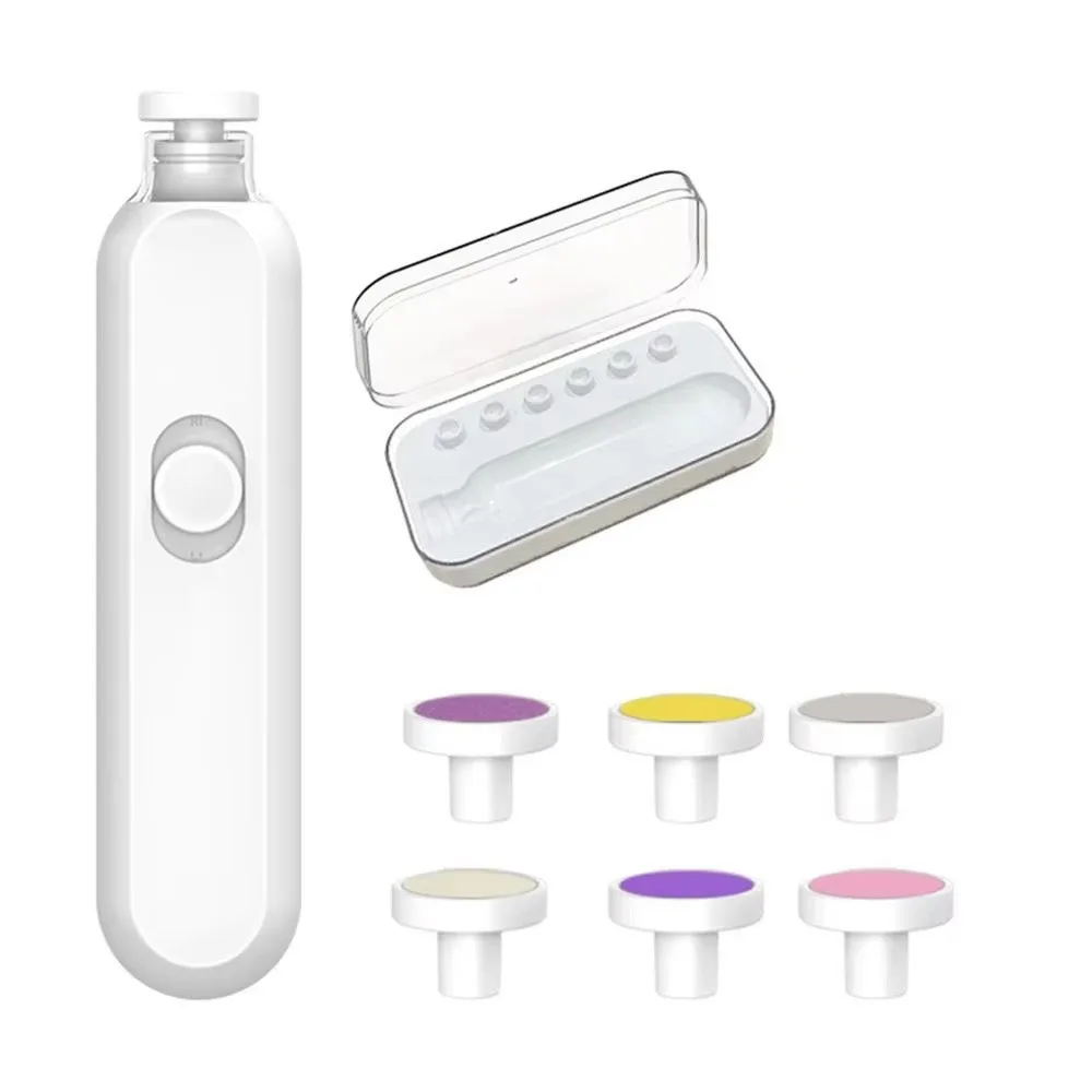 

Low Noise Electric Baby Nail Trimmer with LED 6 Replaceable Nail Grinding Heads Infant Automatic Nail Grinder
