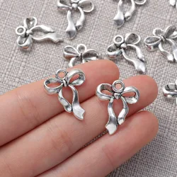 10pcs Antique Silver Plated Bow Tie Pendant for Handmade Charms Pendant DIY Making Findings for Bracelet Necklace