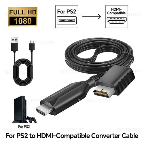 Imagen 2 del producto Adaptador convertidor para PS2 a HDMI, convertidor para PS2 a HDMI, compatible con todos los modos de visualización de PS2 para Monitor HDTV de PC