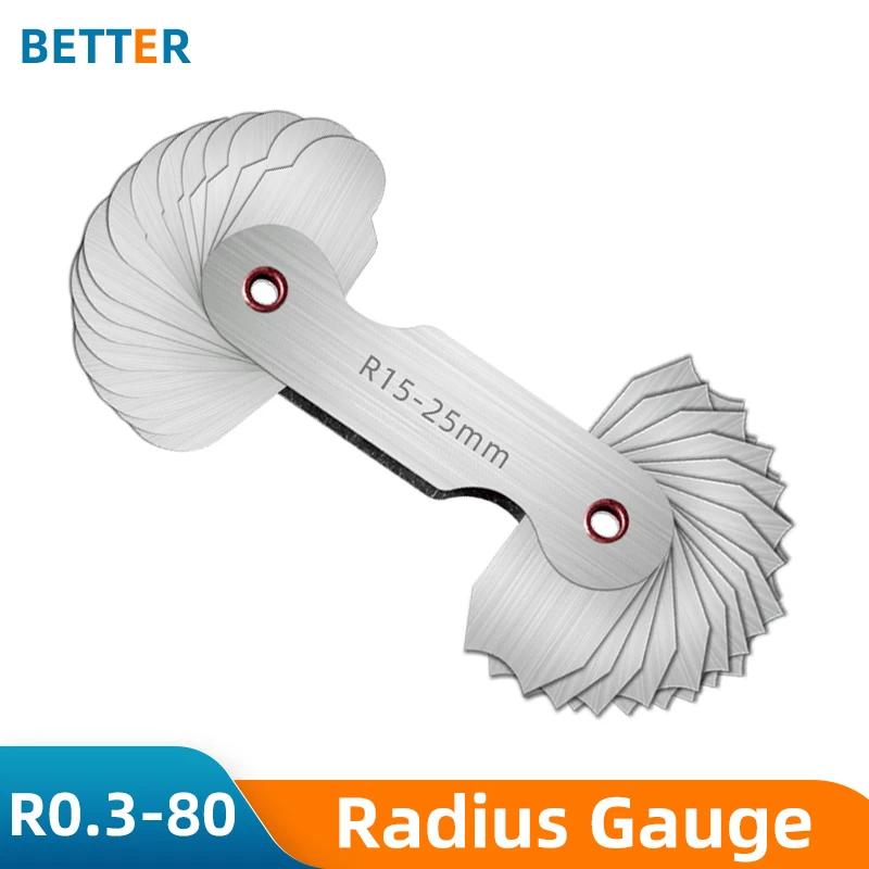 Radius template R gauge R1-6.5 7-14.5 15-25 26-80 radius gage plate fillet gaug External Internal Concave Convex Measuring tools