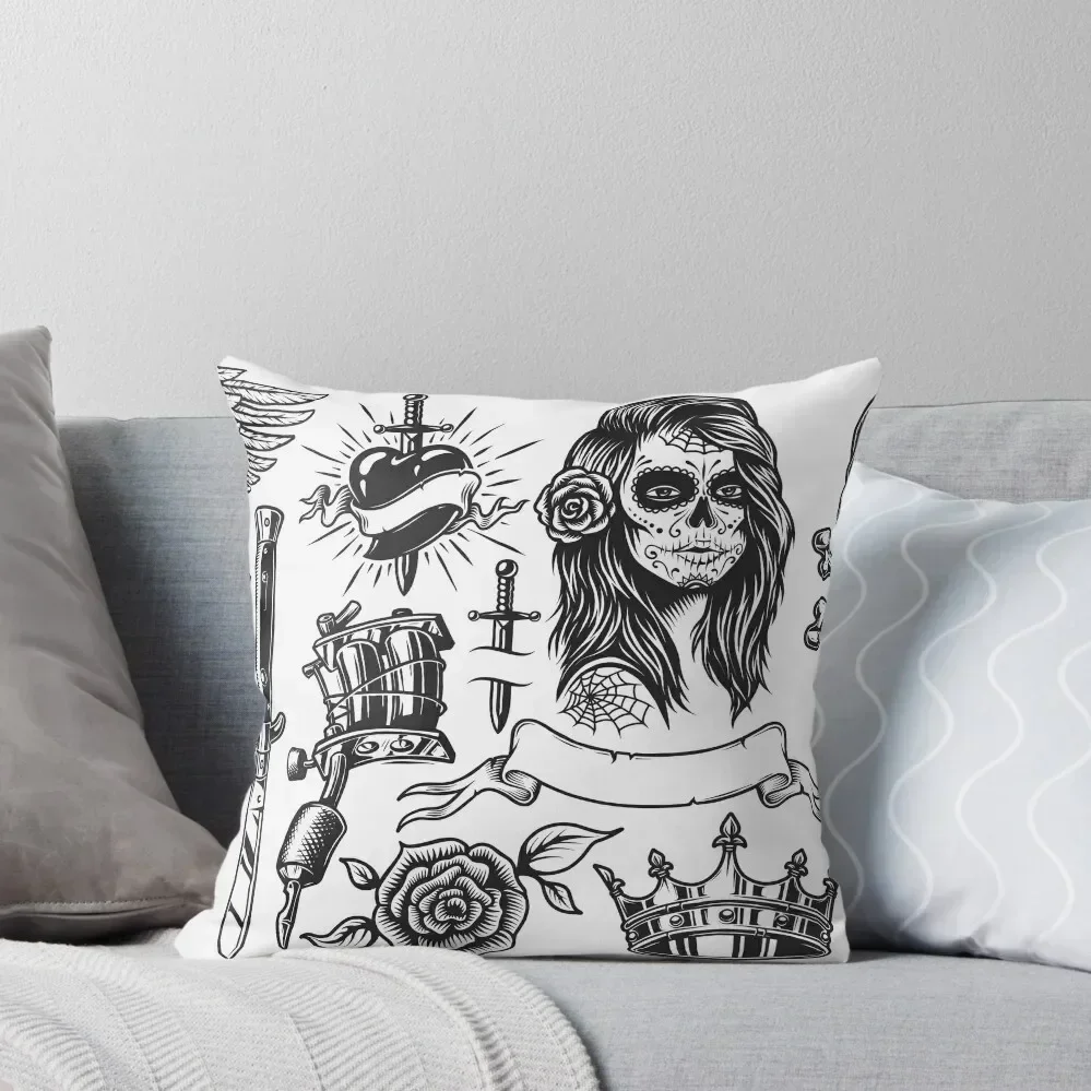 

Tattoo based design Throw Pillow Sofa Pillow Cover Pillowcase Cushion Plaid Sofa pillow