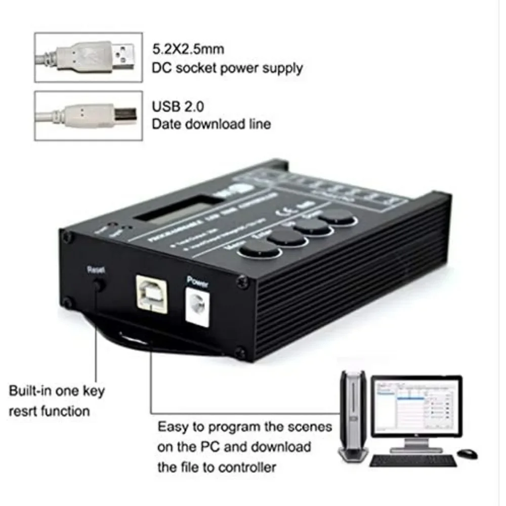 TC420 TC421 LED Time Dimmer RGB Controller, WIFI 20A DC12V/24V Time Programable RGB LED Controller Dimmer 5CH Output