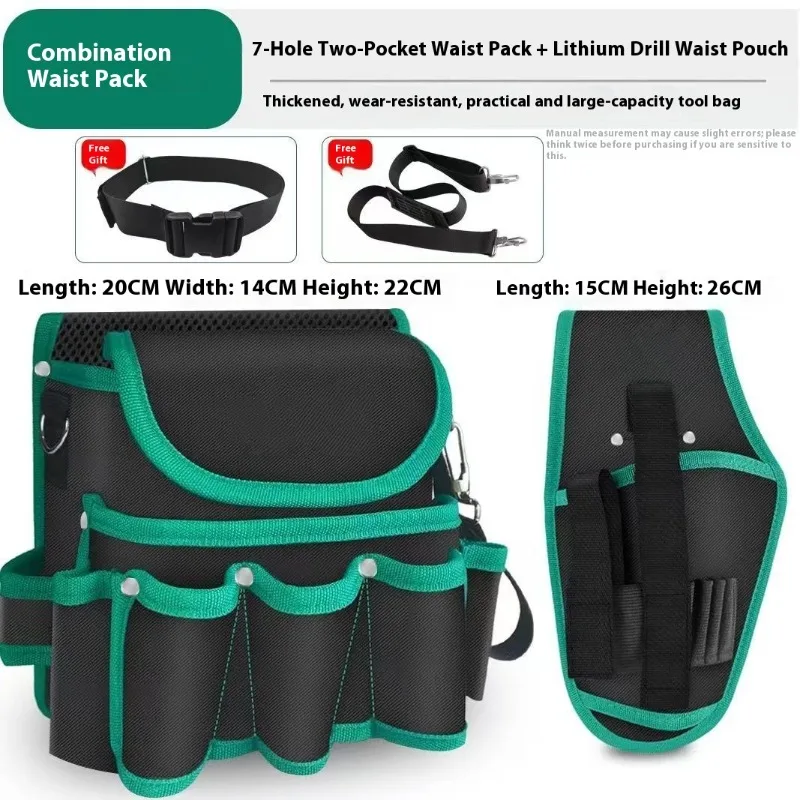 Herramienta de electricista Industrial, cinturón de cintura, lona resistente, multibolsillo, bolsa de cintura para reparación de carpintero, organizador de almacenamiento duradero sólido