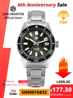 Reloj de buceo San Martin 62mas 39mm clásico NH35 hombres relojes mecánicos automáticos zafiro impermeable 200m SLN C3 luminoso SN0007