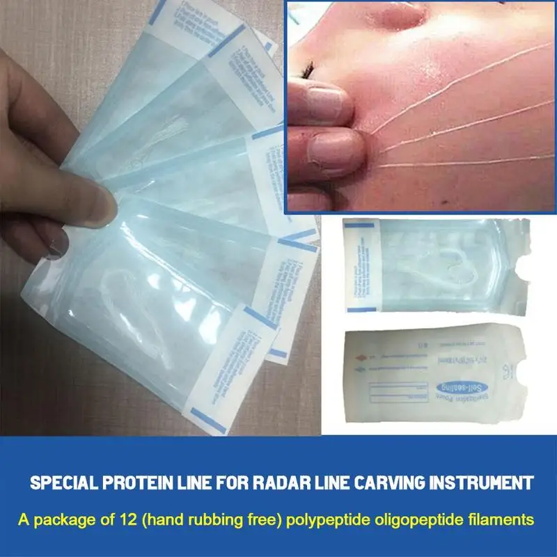 60/120pcs 바늘 없음 골드 단백질 라인 흡수성 주름 방지 페이스 필러 리프트 퍼밍 콜라겐 스레드 안티 에이징 페이셜 세럼