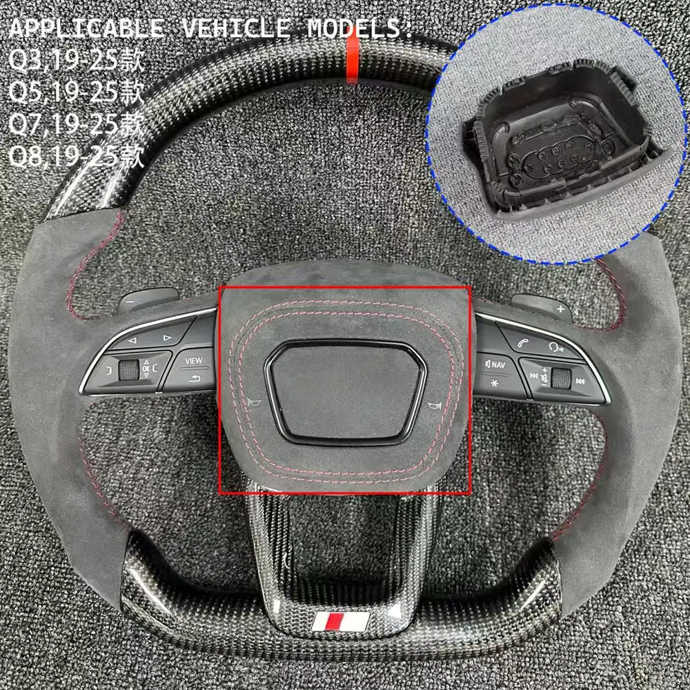 Lederen en suède stuurwielhoezen, claxonhoezen voor Audi A1 / A3 / A4 / A5 / A6 / A7 / A8 / Q3 / Q5 / Q7 / Q8 / R8 / TT