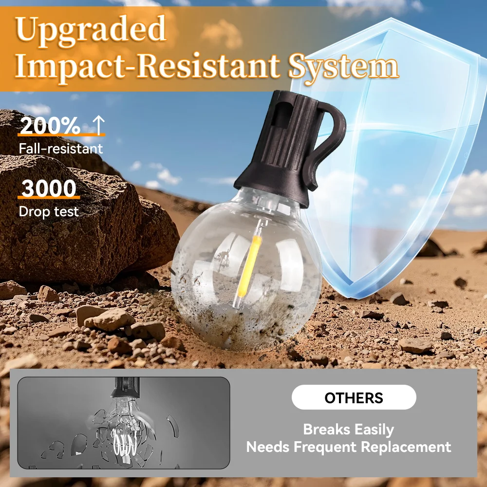 Outdoor Solar Light Waterproof IP65 String Light Shatterproof LED Bulb Remote Control Solar Lamp for Garden Street Decor Lamp