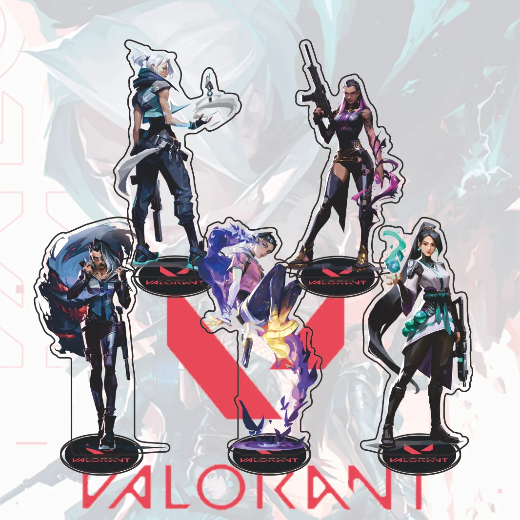 Valorant Acryl-Schlüsselanhänger Jett Reyna Sage Fade Raze Spielcharakter Doppelseitiger Rucksack-Anhänger FPS-Spiel Sammlerstück Schlüsselanhänger