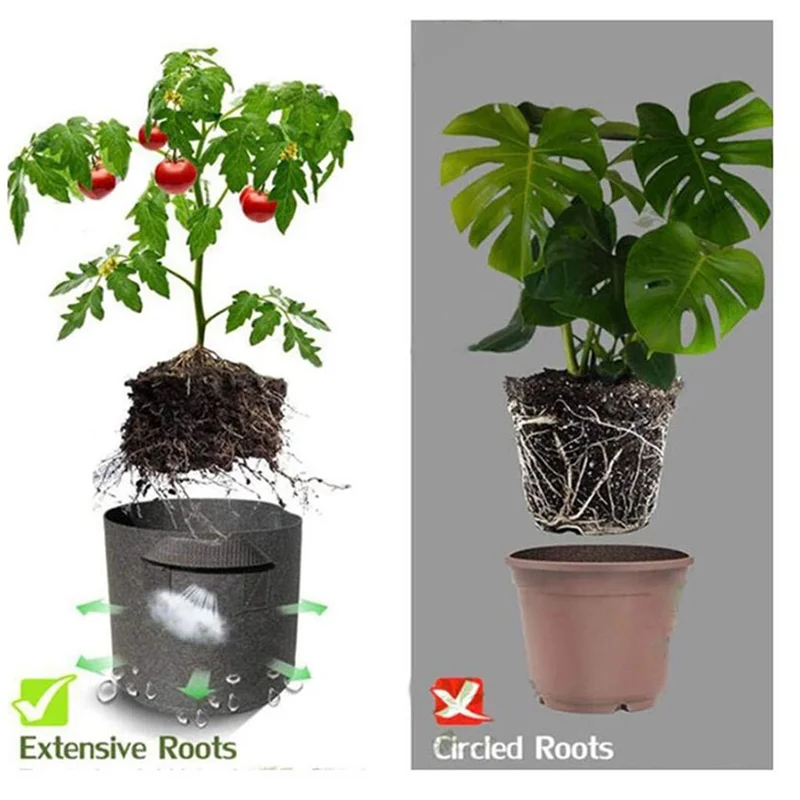 

HLZS-Grow Aeration Fabric Pots With Handles 5PCS 30 Gallon Tree Bag Planting Bags Seedling Plant Pot