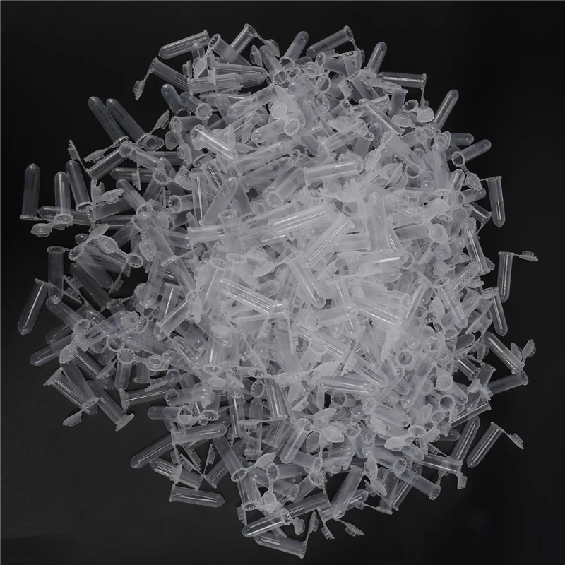 500 قطعة 2 مللي أنبوب الطرد المركزي الصغير أنبوب اختبار قارورة قوارير بلاستيكية شفافة حاوية المفاجئة غطاء لتخزين عينة المختبر