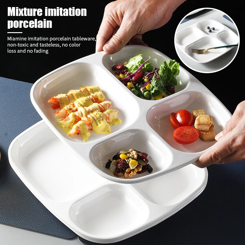 Food Dinner Plates Divided Dinner Tray Lunch Container Food Plate for School Canteen 3/4/7 Section Kitchen Compartment Plate