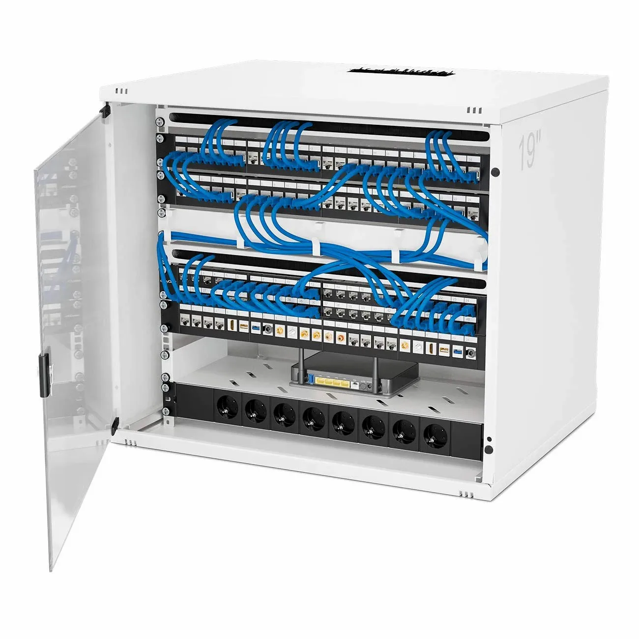 ZoeRax Rackmount or Wall Mount 1U 24 Port Keystone Patch Panel with Cable Management and Support Bar for Keystone Jacks