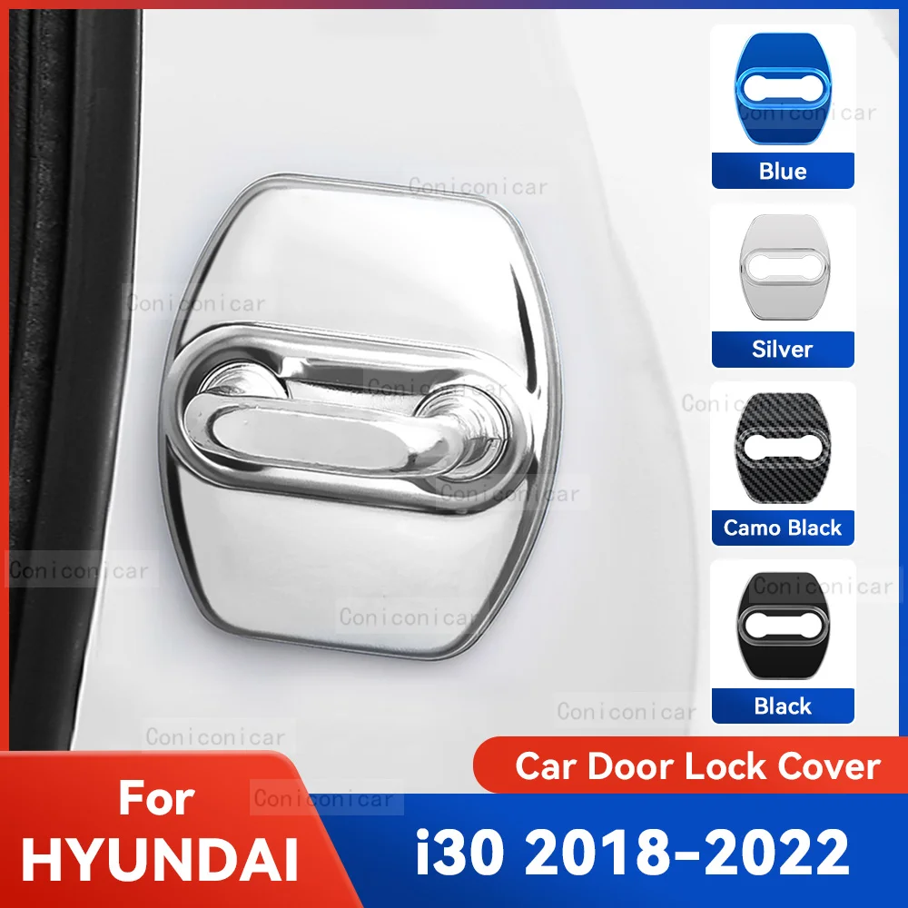 

Auto Car Door Lock Protect Cover Emblems Case Stainless Steel Decoration For HYUNDAI I30 2018-2022 Protection Accessories