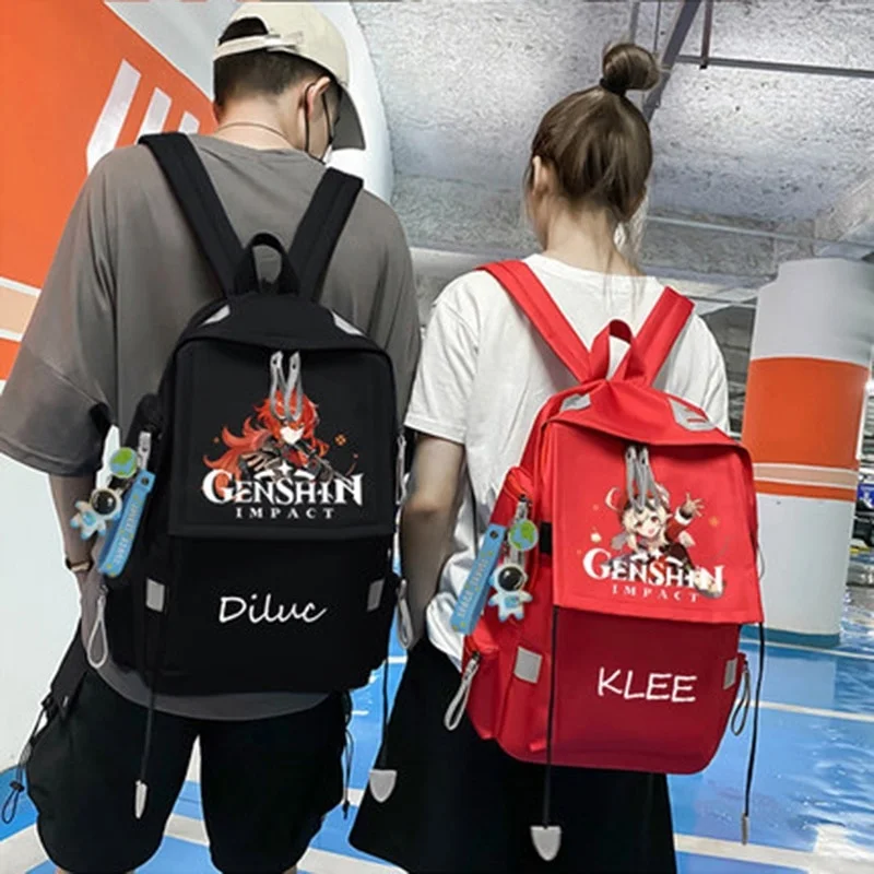 Backpack Cosplay Game Genshin Impact Venti Diluc Klee Keqing Boys Girls Schoolbag Computer Travel Casual Students Bag Fashion