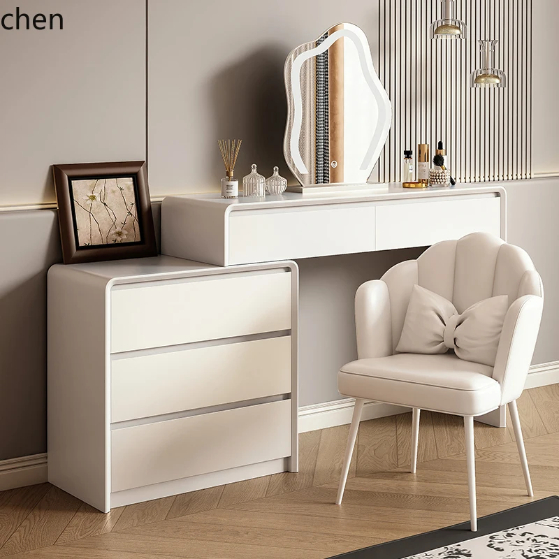ZML Solid Wood Dressing Table Bedroom Modern Simple Chest of Drawers Makeup Table Integrated Vanity Desk