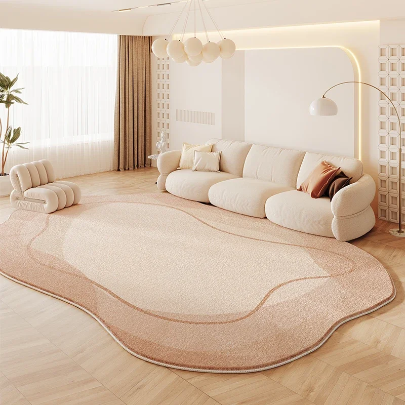 French Cream Style Carpets for Living Room Irregular Shapes Bedroom Decor Rug Fluffy Soft Plush Carpet  Minimalist thick mat