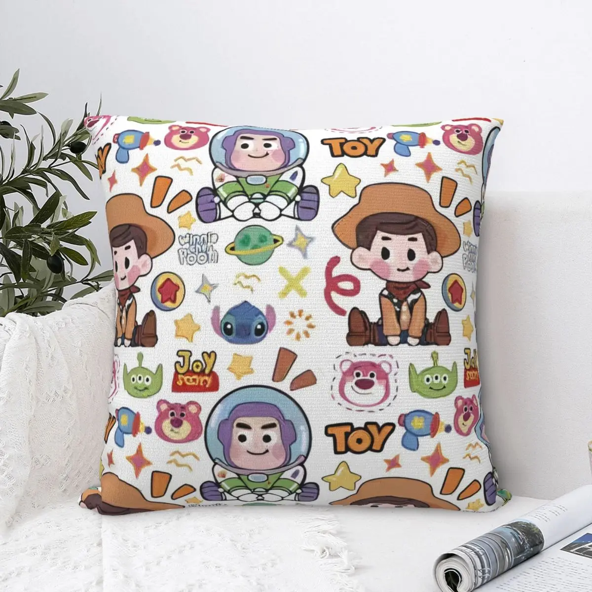 

Toy Story Woody And Buzz Pillow Cover Printed Polyester Cushion Cover Decoration Pillow Case Cover Home Square 18" Multi Size