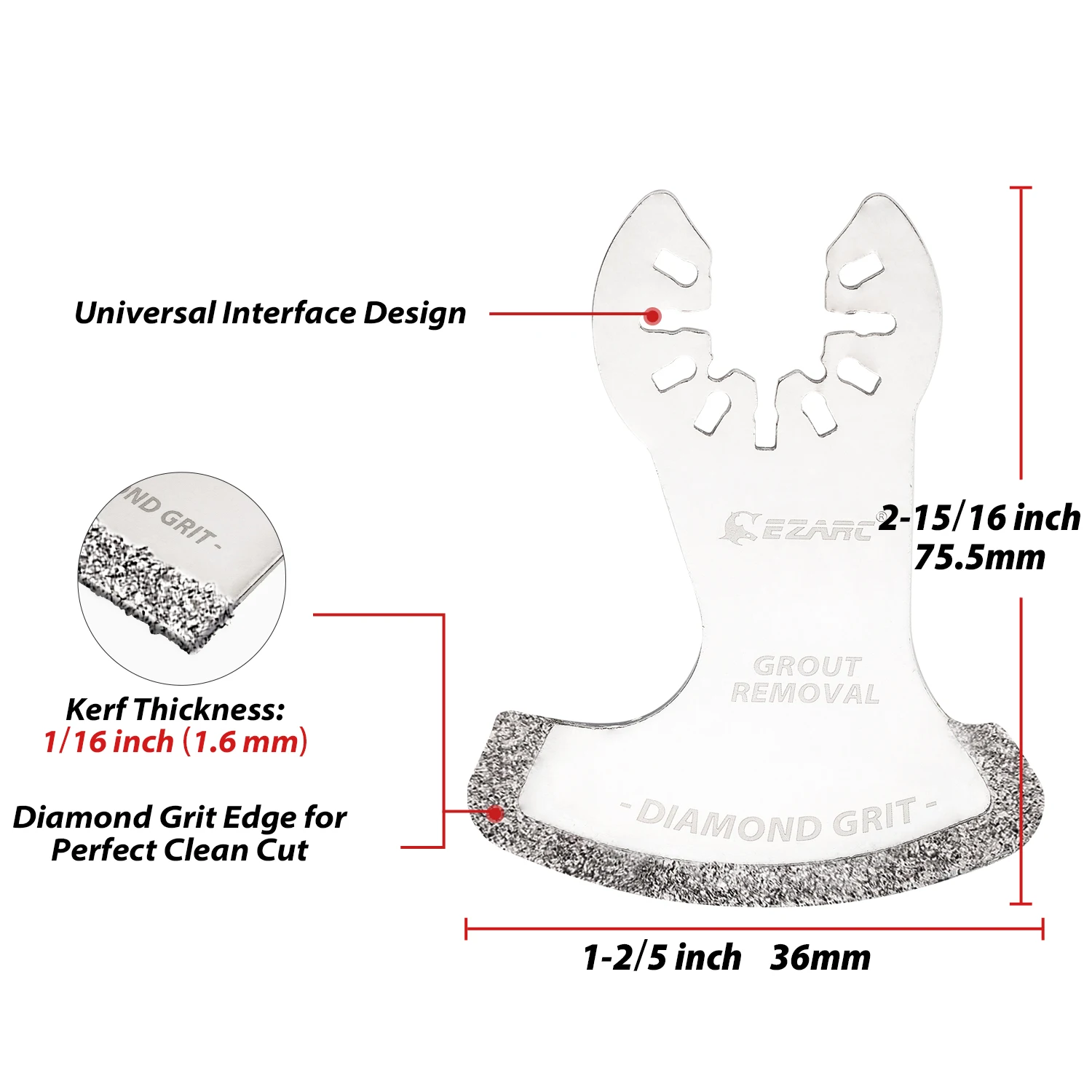 Ezarc 3pcs Diamant oszillierende Werkzeug klinge Multi-Tool-Schaukel für Mörtel entfernen und weiche Fliesen schneiden Schnell spanner oszillieren des Werkzeug