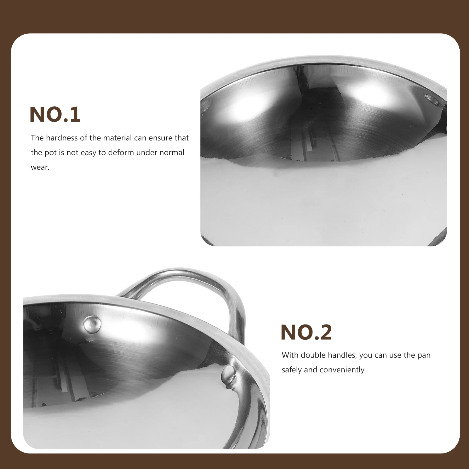 

Round Bottom Hot Pot 24CM Stainless Steel Wok Kitchen Cookware Lightweight Small Pans Cooking Tools Metal Pots Stock Pot