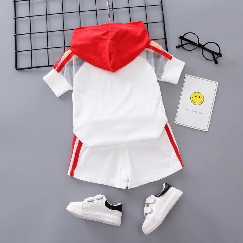 New Summer Baby Girls Clothes Children Boys Sports Letter Hooded T-Shirt Shorts 2Pcs/Sets Toddler Casual Costume Kids Tracksuits