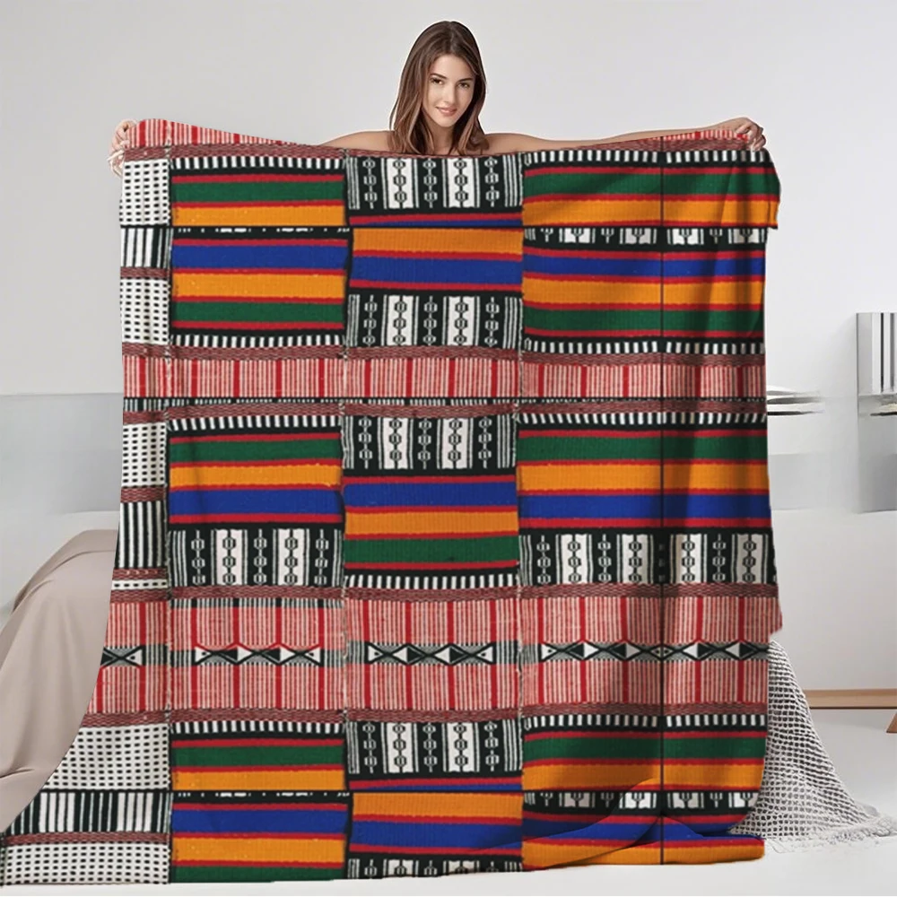 

Standard Flannel Blanket Ethnic African Design Series Tropical Print Double-sided Throw Bedcover Lightweight Fade-resistant