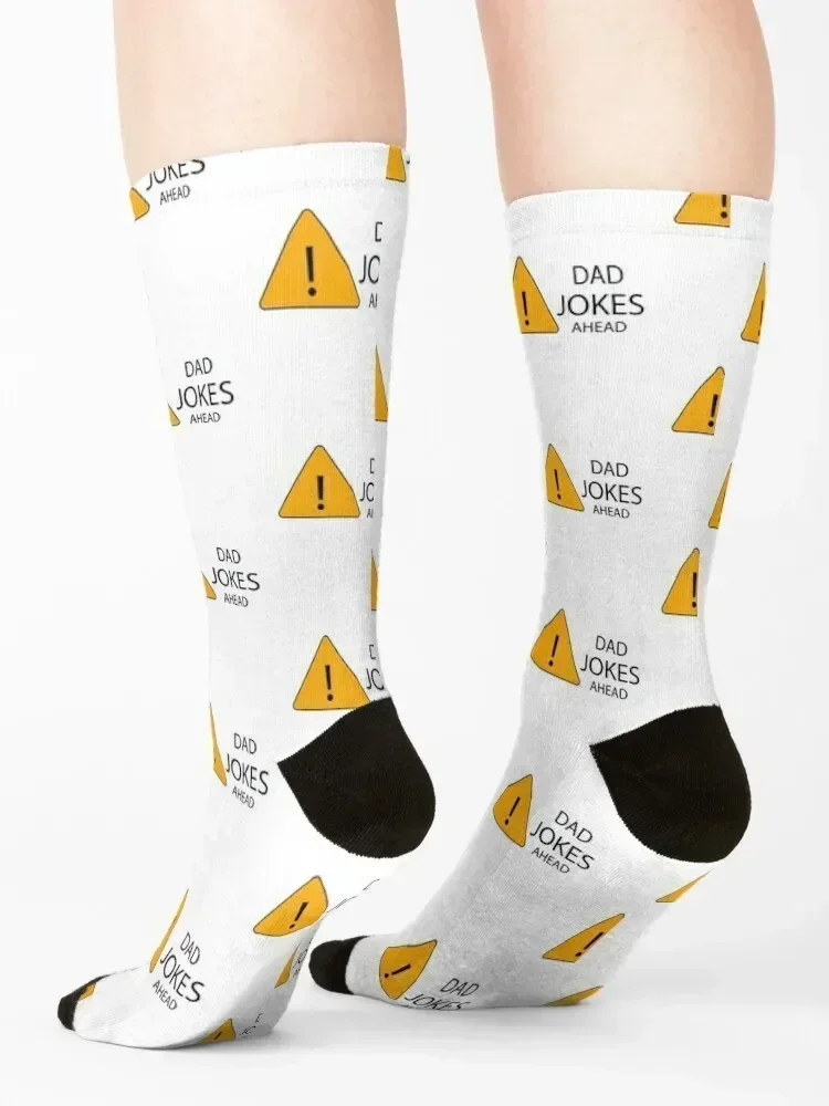 Caution Dad Jokes Ahead, Funny Quote & Sarcastic Father's Day Socks Children's winter thermal set Christmas Women Socks Men's