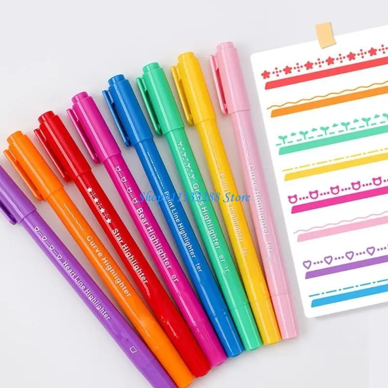

G88D 8 Pack Double Headed Roller Pens With Floral Outline Tips And Comfortable Grip For Coloring Books Handwriting Practice