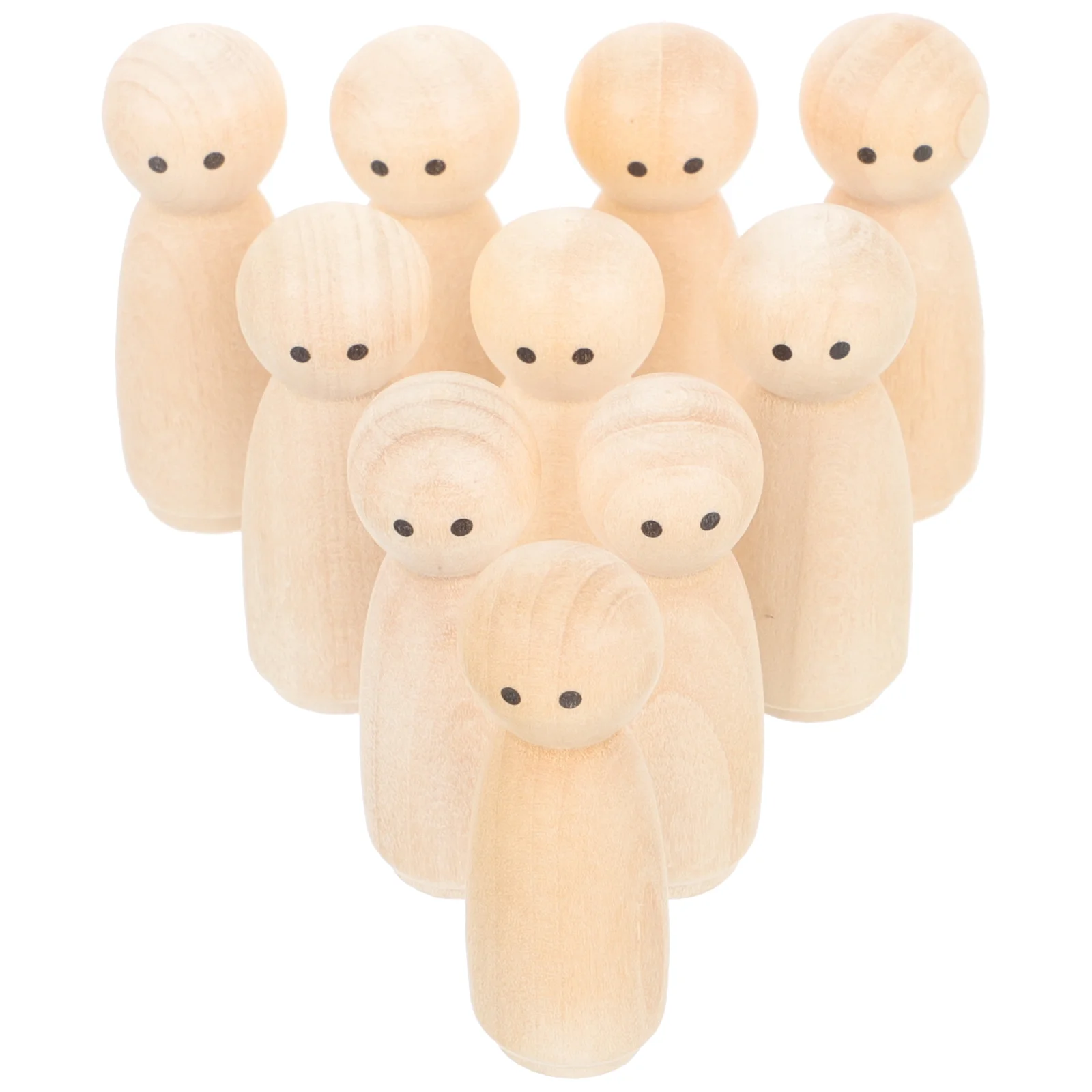 10 Pcs DIY Showcase Display Toy Wood Crafts Unfinished Wooden Peg Dolls Hook up Painting