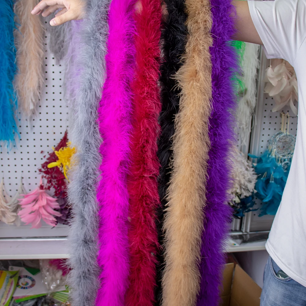 2Meters Fluffy Turkey Marabou Feather Boa 18-20g Miękki szal na spódnicę ślubną Odzież świąteczna Dekoracja z piór Akcesoria