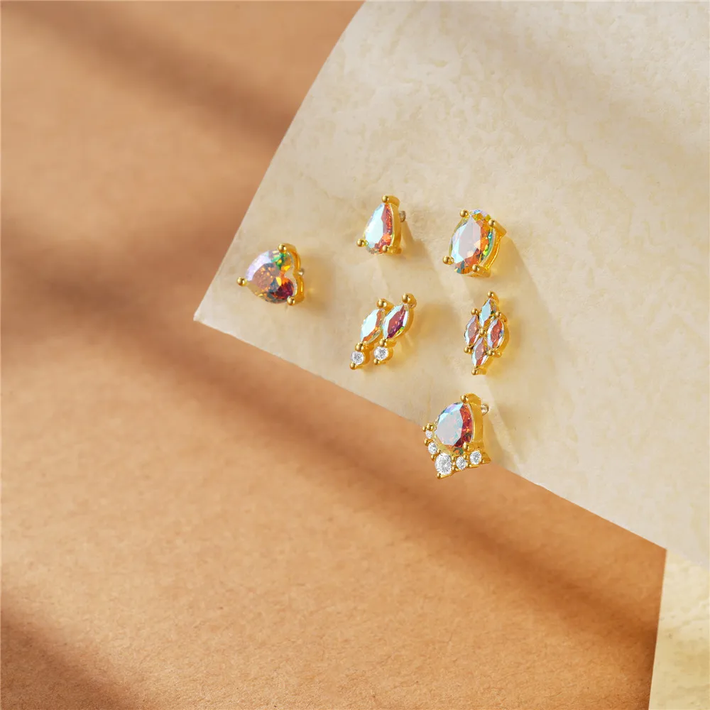 CANNER 1PC 925 Sterling Silver Moonstone Flat Threaded Piercing Bone Nails Stud Earring For Women 18K Gold Earring Fine Jewelry